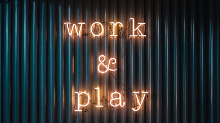 Work & play neonsign at Quality Contacts